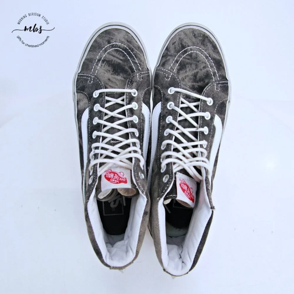 Vans Unisex SK8-Hi Slim Acid‎ Wash Studs Gray Silver Men 8 Women 9.5